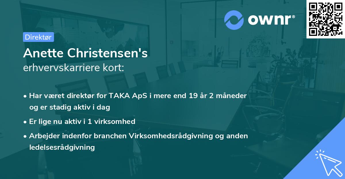 Anette Christensen's erhvervskarriere kort