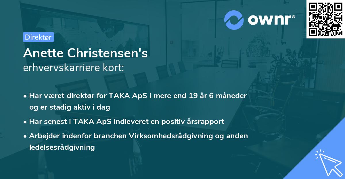 Anette Christensen's erhvervskarriere kort