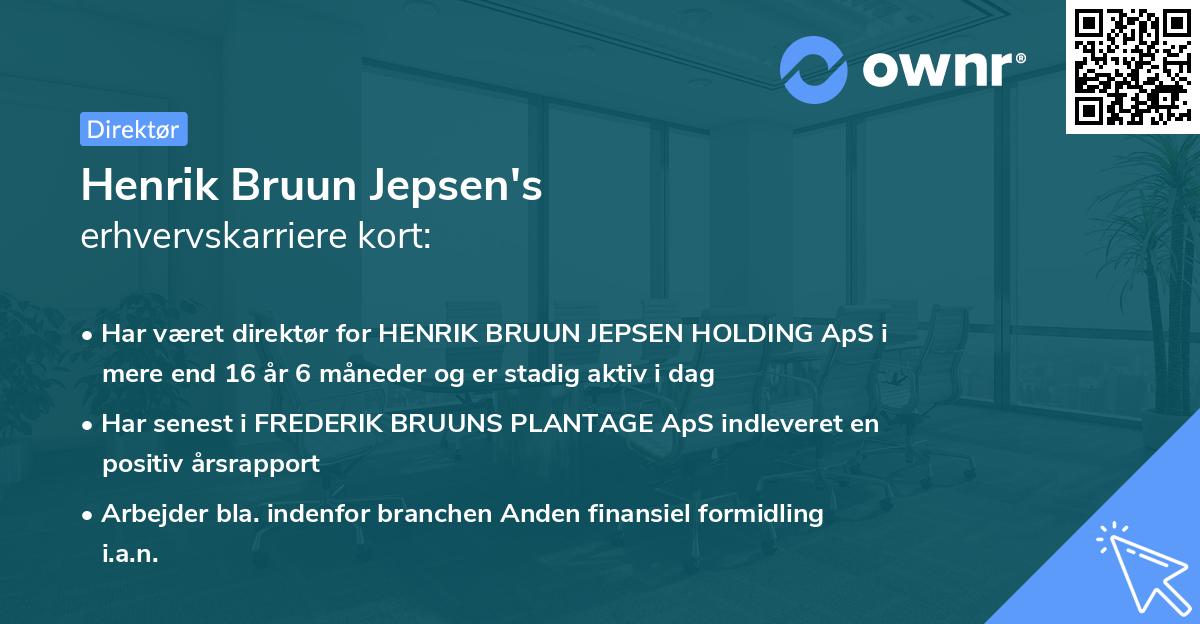 Henrik Bruun Jepsen's erhvervskarriere kort