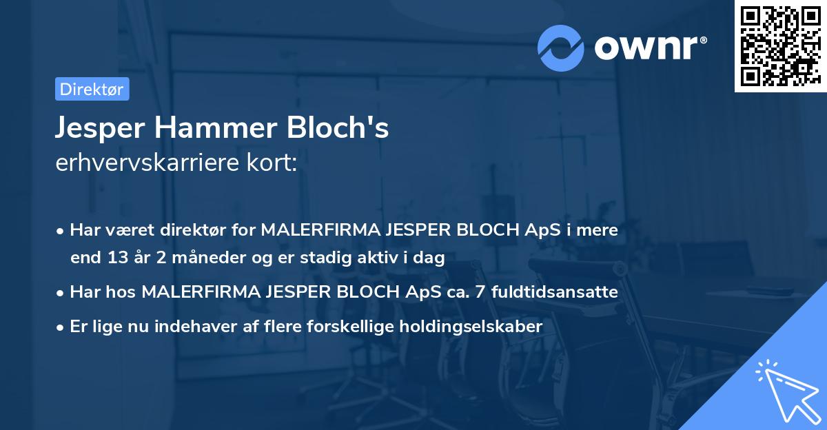 Jesper Hammer Bloch's erhvervskarriere kort