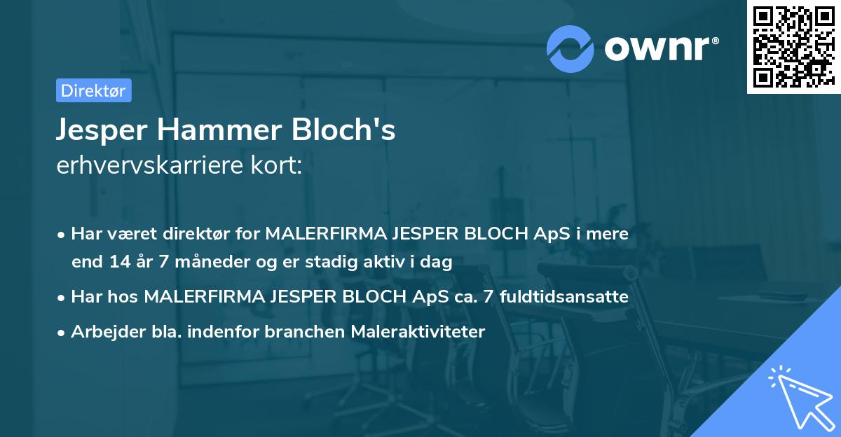 Jesper Hammer Bloch's erhvervskarriere kort