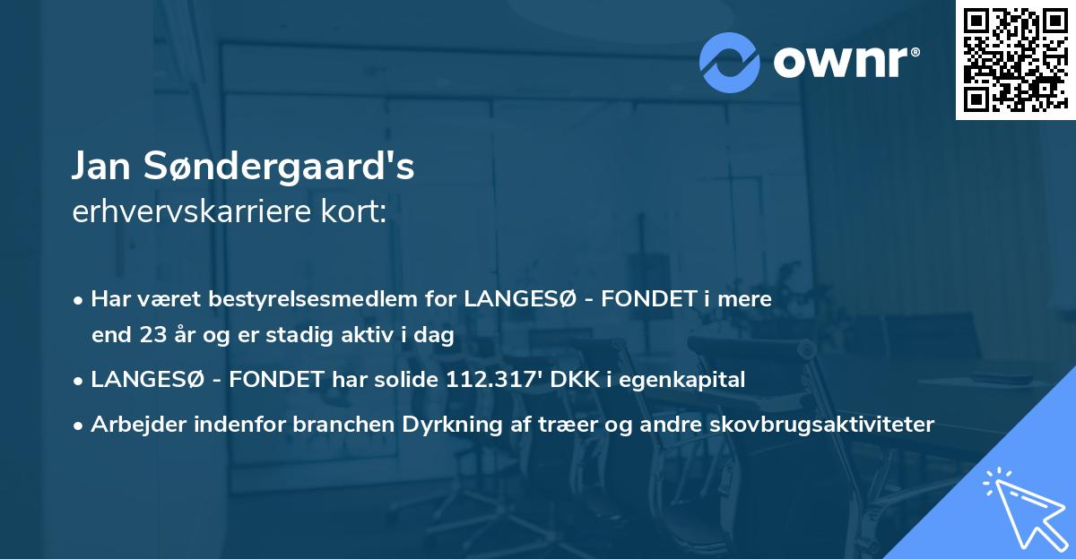 Jan Søndergaard's erhvervskarriere kort
