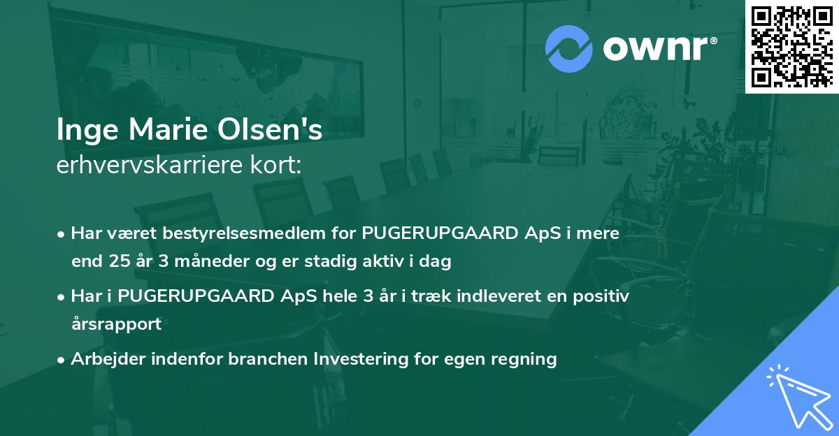 Inge Marie Olsen's erhvervskarriere kort