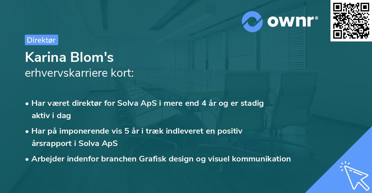 Karina Blom's erhvervskarriere kort