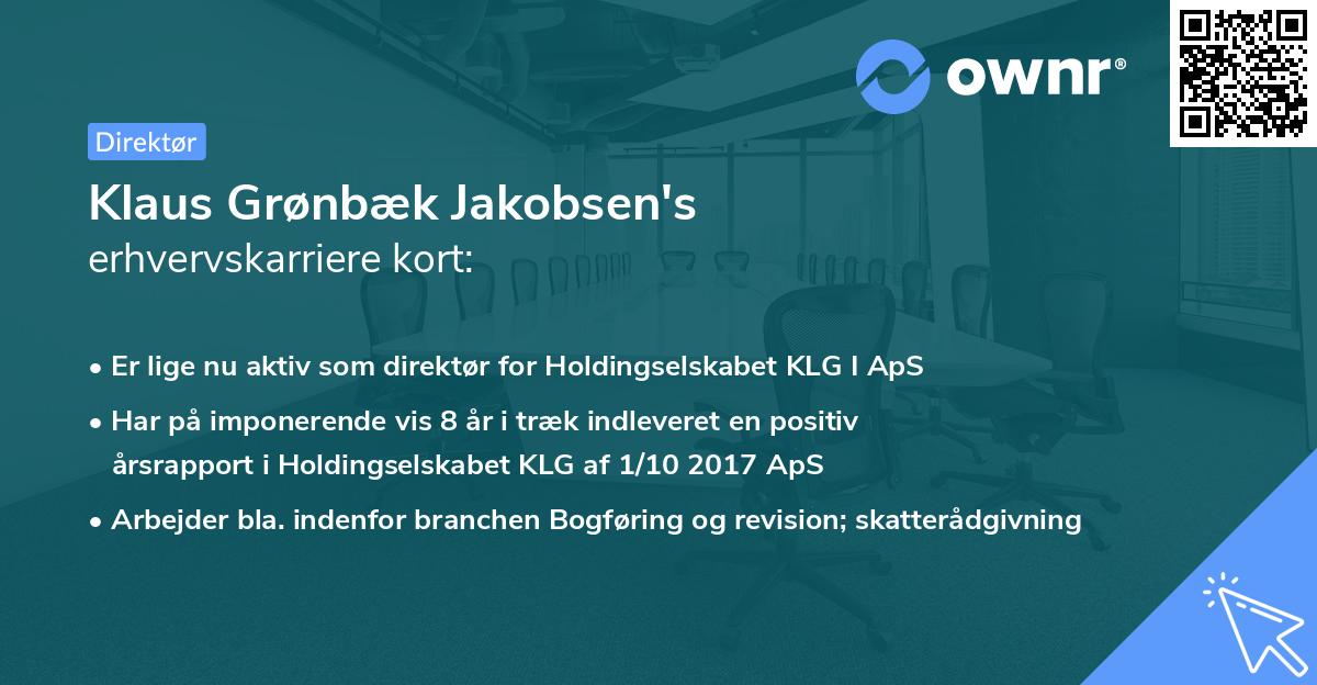 Klaus Grønbæk Jakobsen's erhvervskarriere kort