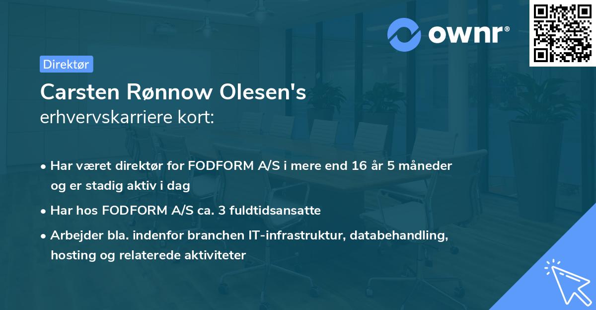 Carsten Rønnow Olesen's erhvervskarriere kort