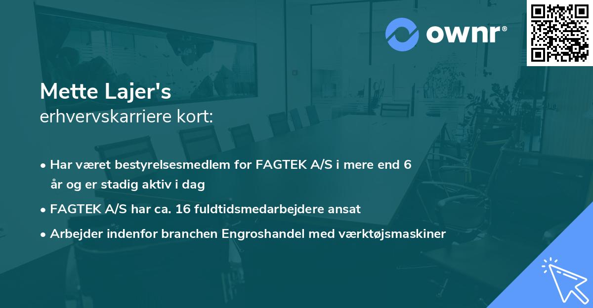 Mette Lajer's erhvervskarriere kort