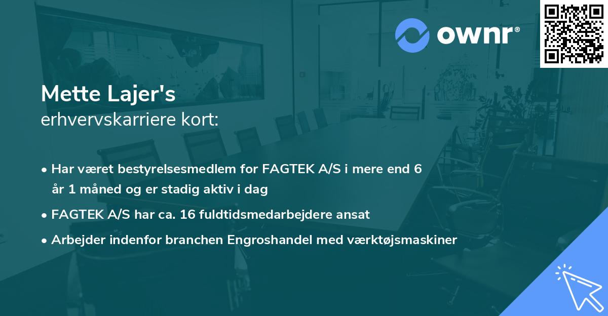 Mette Lajer's erhvervskarriere kort