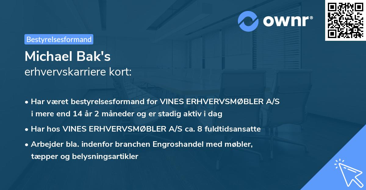 Michael Bak's erhvervskarriere kort