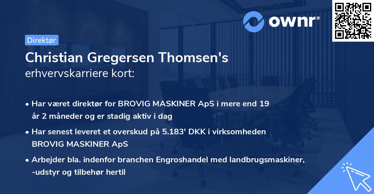 Christian Gregersen Thomsen's erhvervskarriere kort