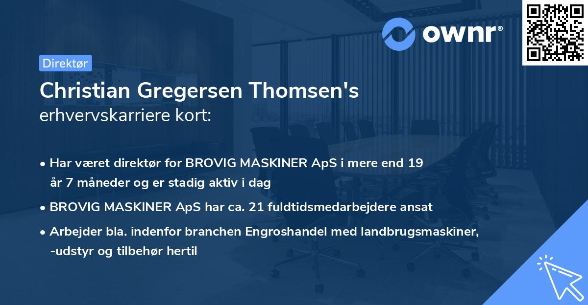 Christian Gregersen Thomsen's erhvervskarriere kort