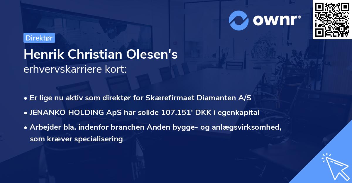 Henrik Christian Olesen's erhvervskarriere kort