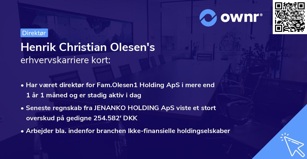 Henrik Christian Olesen's erhvervskarriere kort
