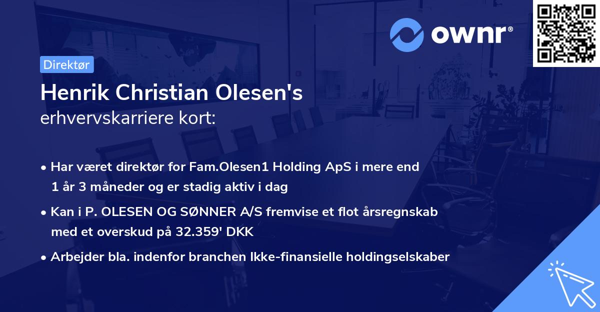 Henrik Christian Olesen's erhvervskarriere kort