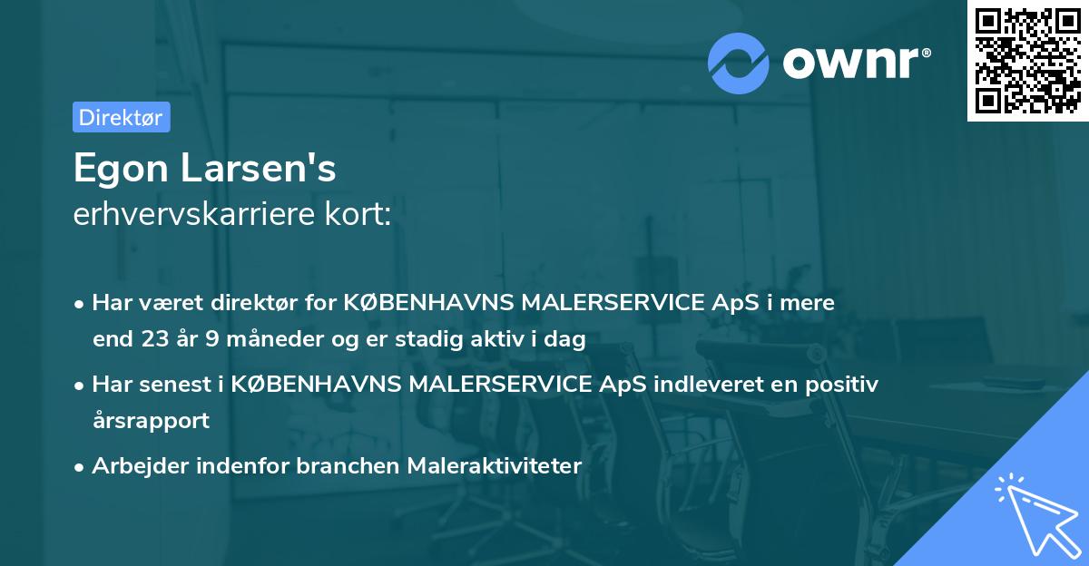 Egon Larsen's erhvervskarriere kort
