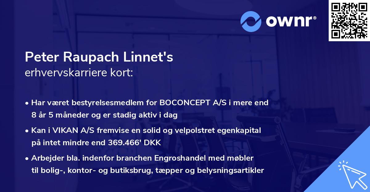 Peter Raupach Linnet's erhvervskarriere kort
