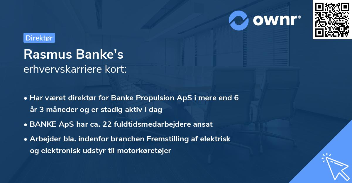 Rasmus Banke's erhvervskarriere kort