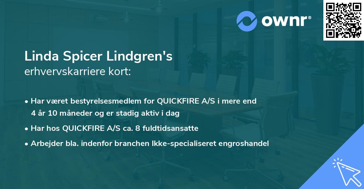 Linda Spicer Lindgren's erhvervskarriere kort