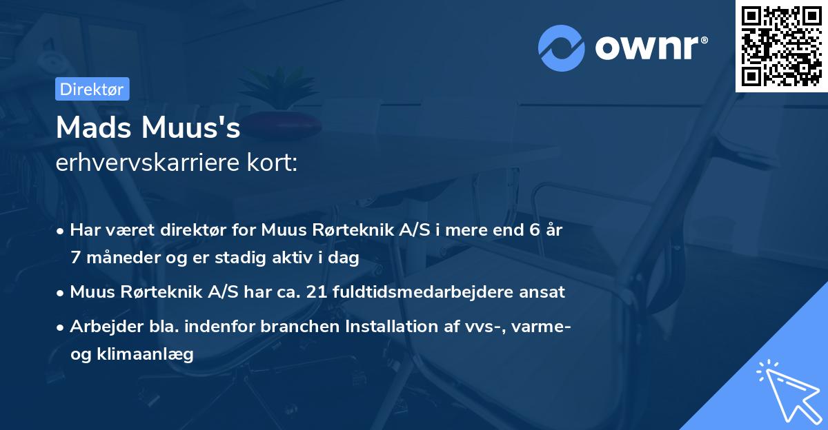 Mads Muus's erhvervskarriere kort