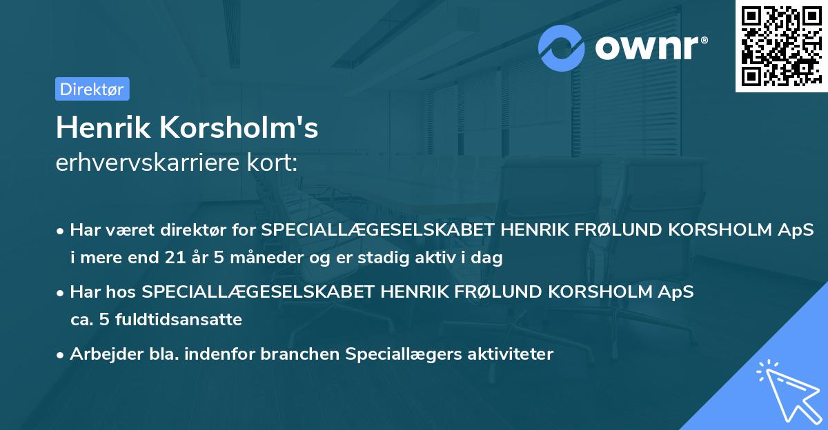 Henrik Korsholm's erhvervskarriere kort