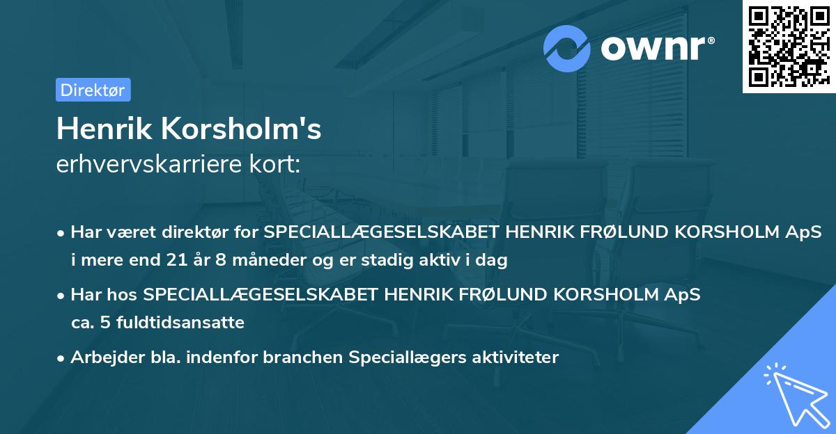 Henrik Korsholm's erhvervskarriere kort
