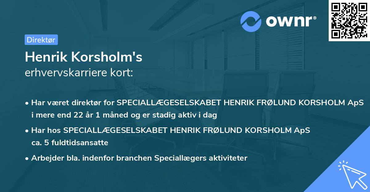 Henrik Korsholm's erhvervskarriere kort