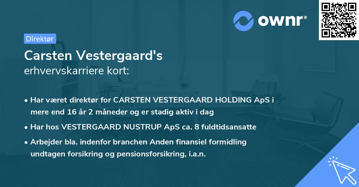 Carsten Vestergaard's erhvervskarriere kort