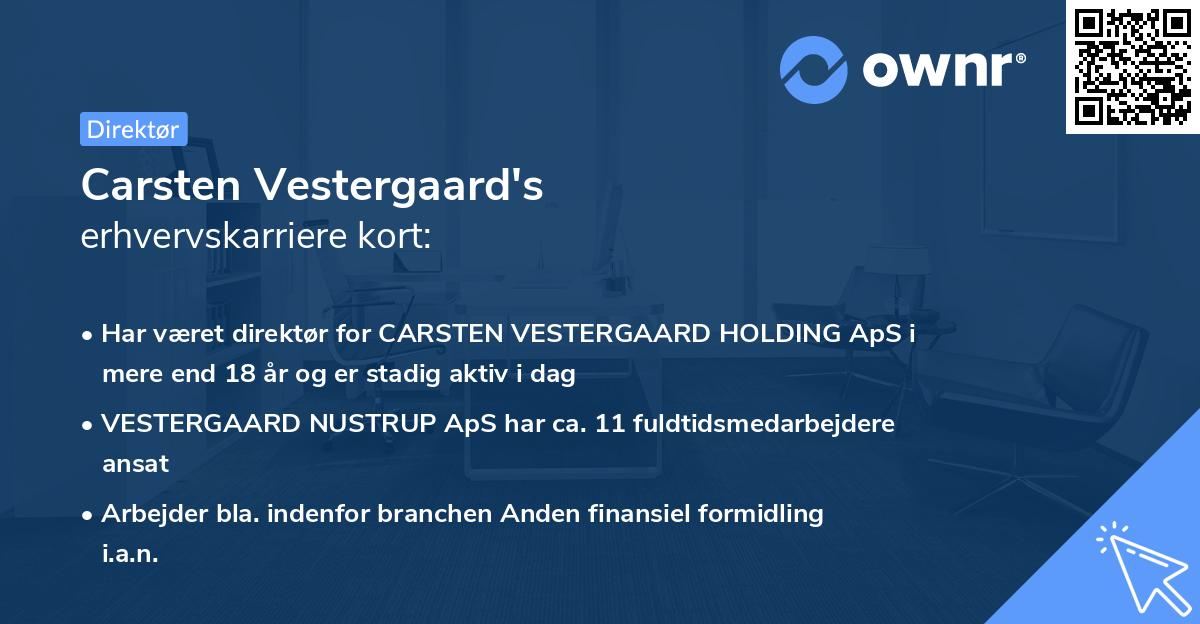 Carsten Vestergaard's erhvervskarriere kort