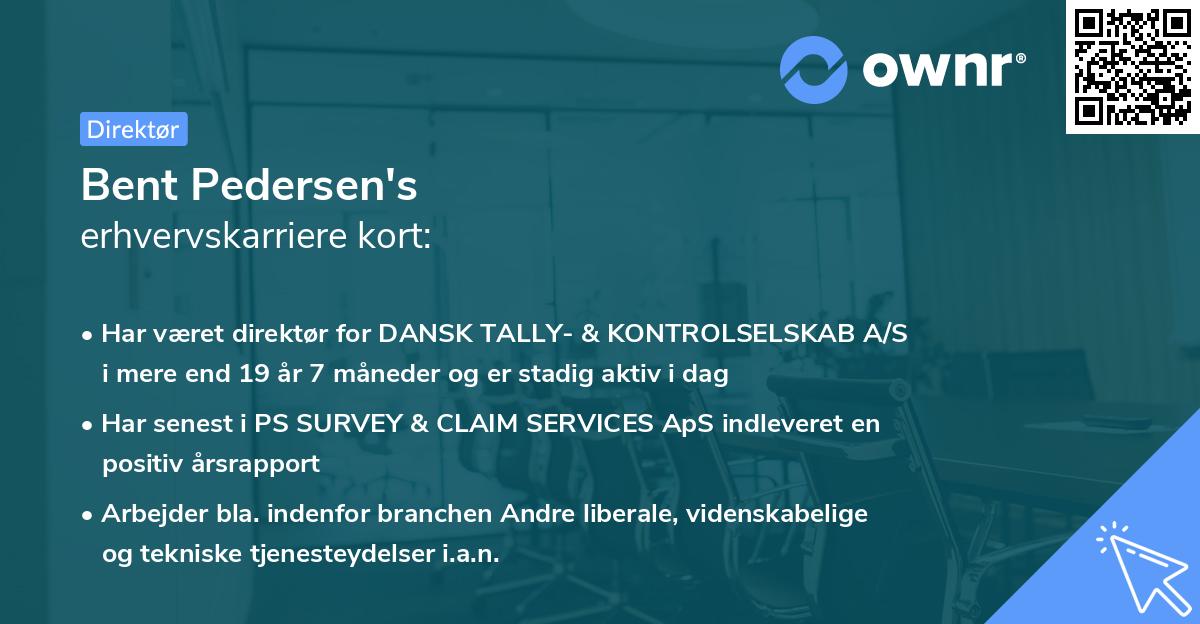Bent Pedersen's erhvervskarriere kort