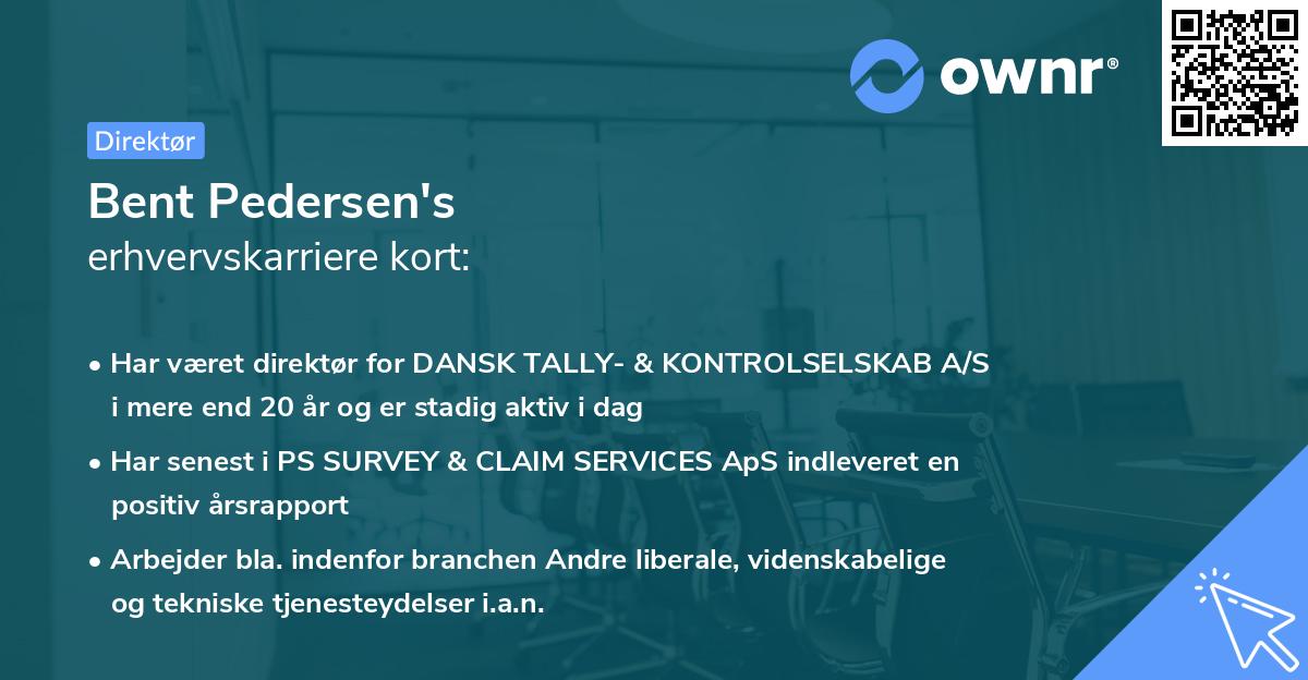Bent Pedersen's erhvervskarriere kort