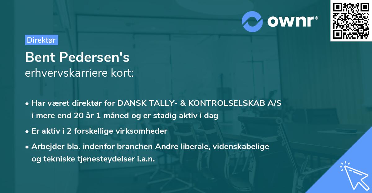 Bent Pedersen's erhvervskarriere kort
