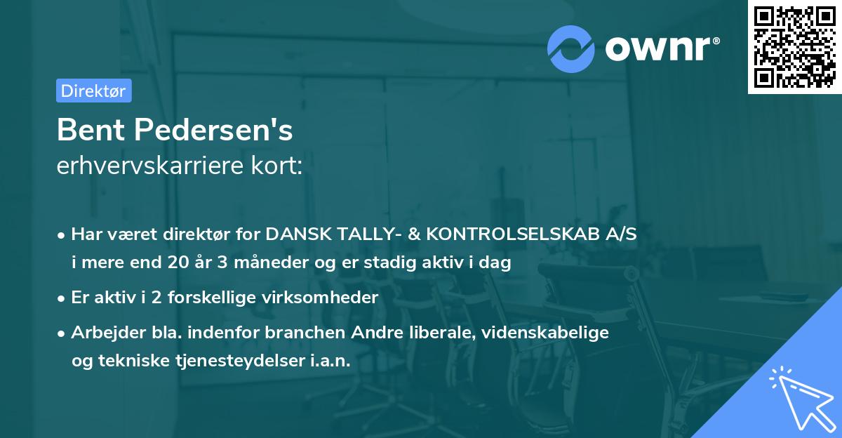 Bent Pedersen's erhvervskarriere kort