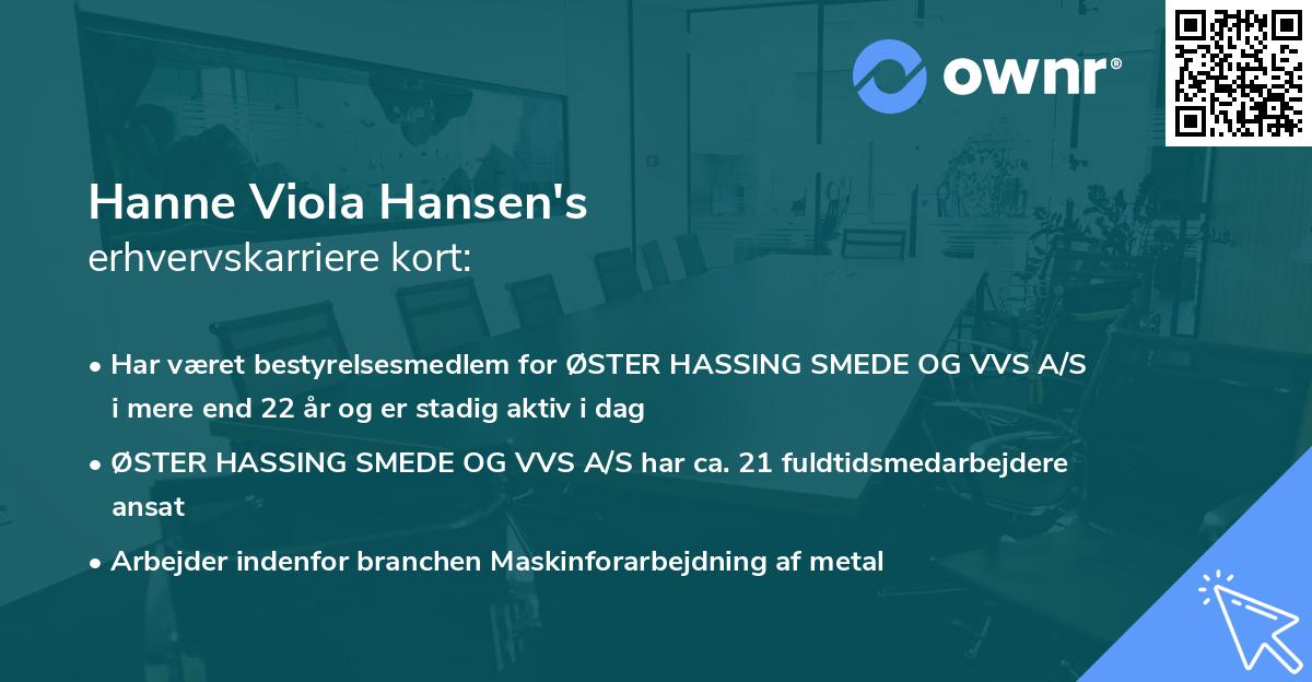 Hanne Viola Hansen's erhvervskarriere kort