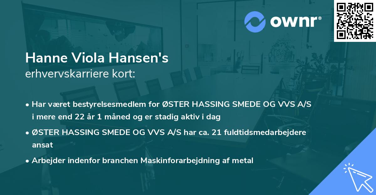 Hanne Viola Hansen's erhvervskarriere kort