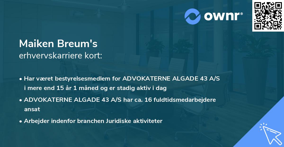 Maiken Breum's erhvervskarriere kort