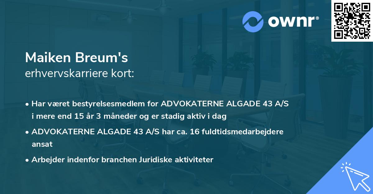 Maiken Breum's erhvervskarriere kort