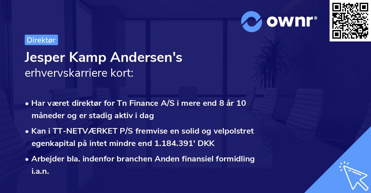 Jesper Kamp Andersen's erhvervskarriere kort