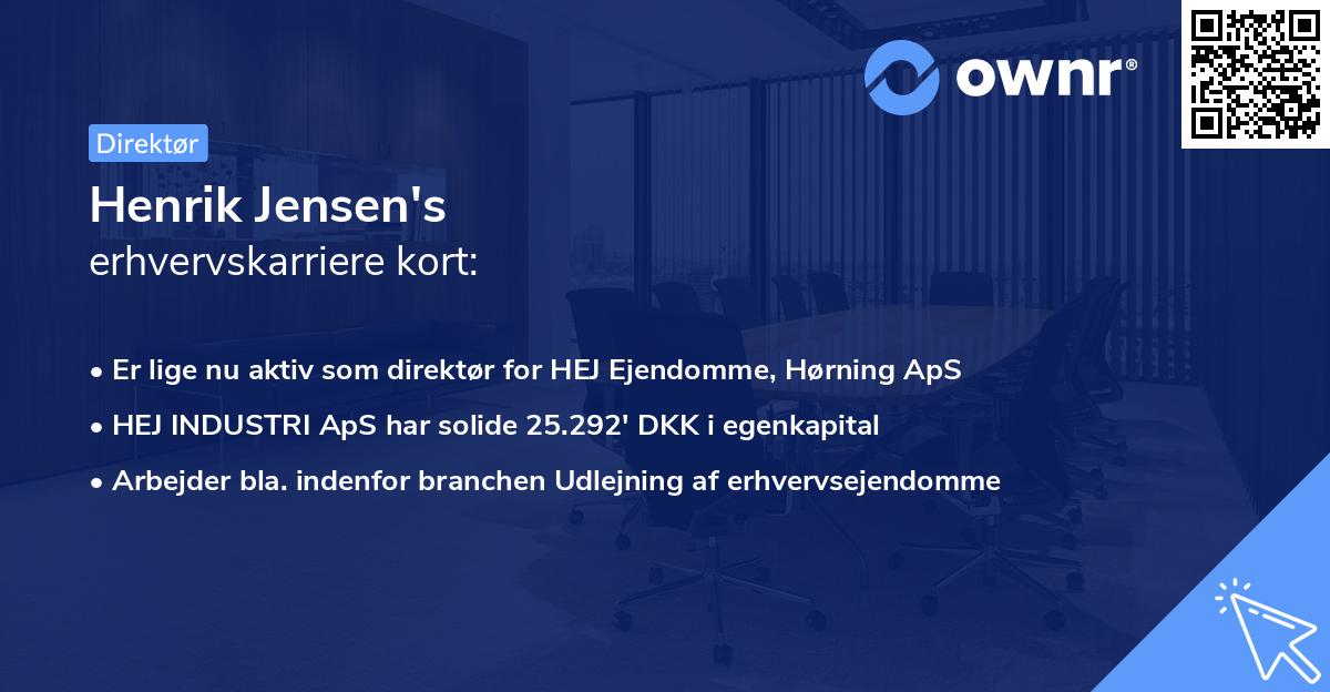 Henrik Jensen's erhvervskarriere kort