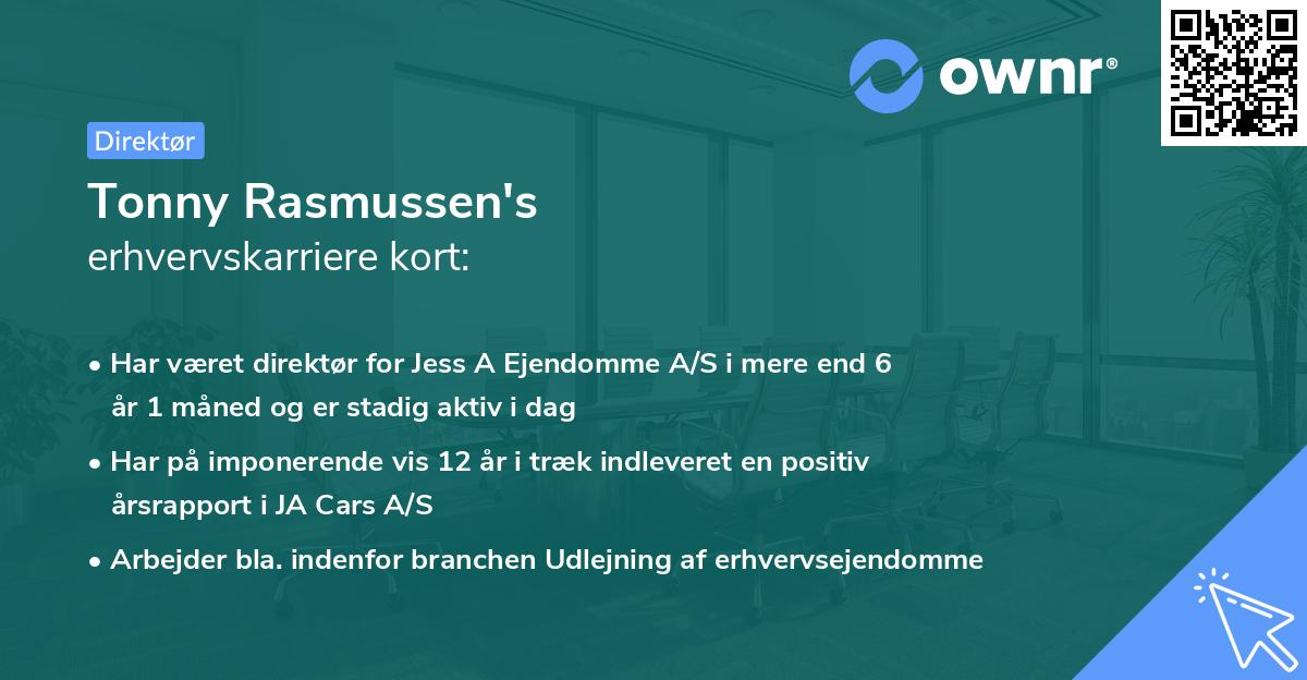 Tonny Rasmussen's erhvervskarriere kort