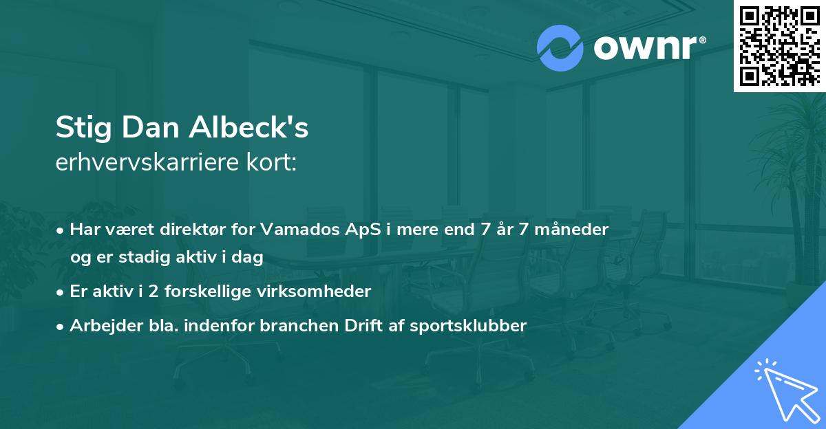 Stig Dan Albeck's erhvervskarriere kort