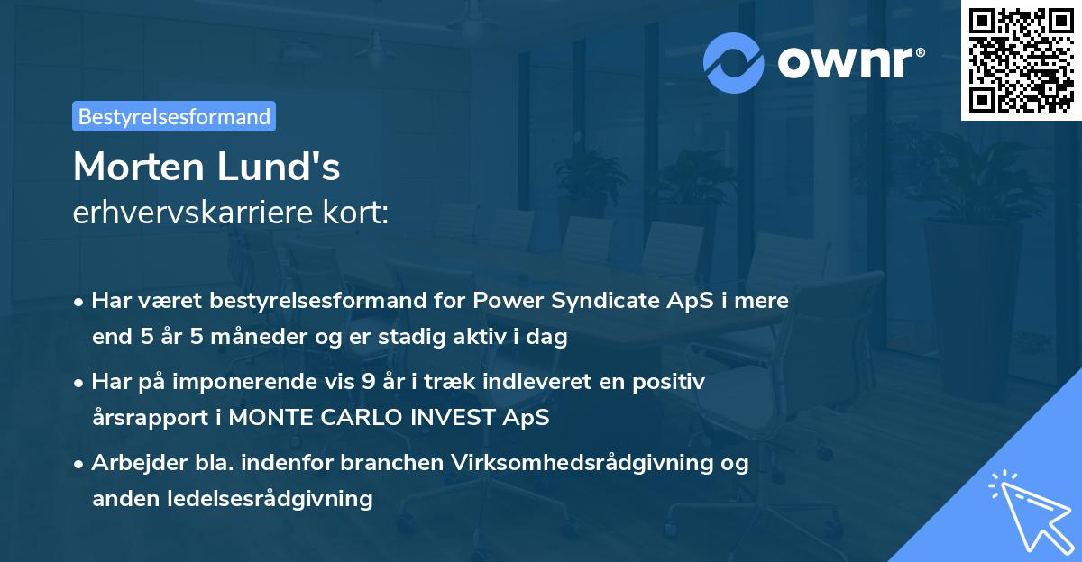 Morten Lund's erhvervskarriere kort