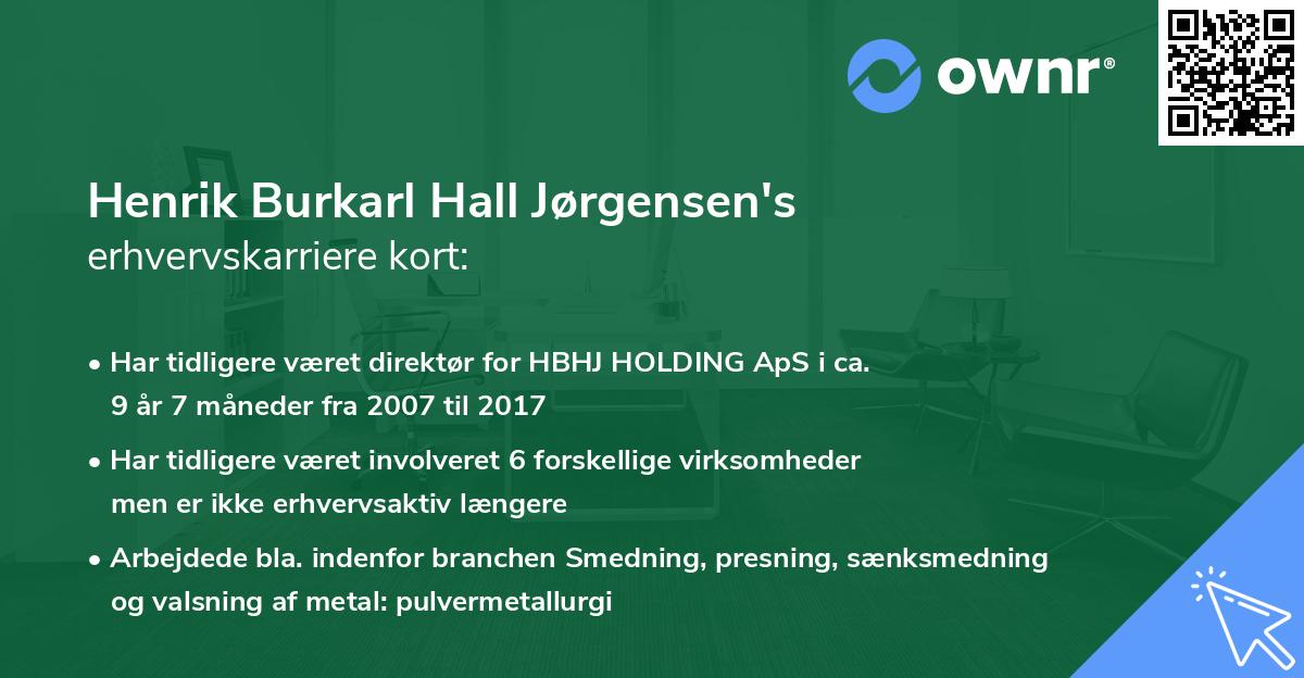 Henrik Burkarl Hall Jørgensen's erhvervskarriere kort