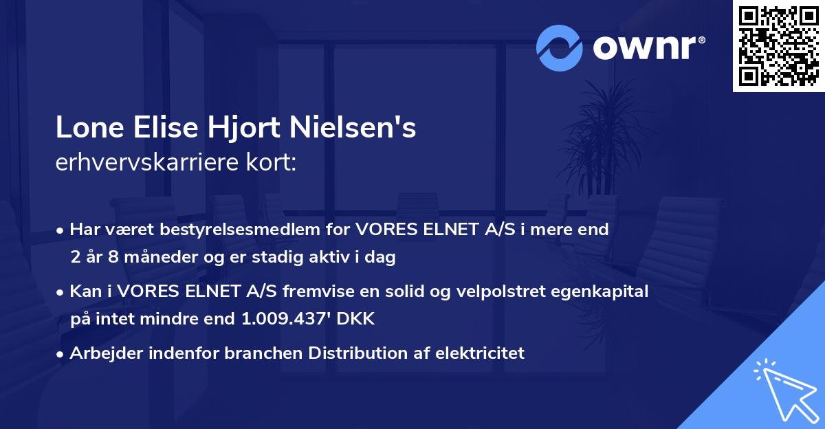 Lone Elise Hjort Nielsen's erhvervskarriere kort