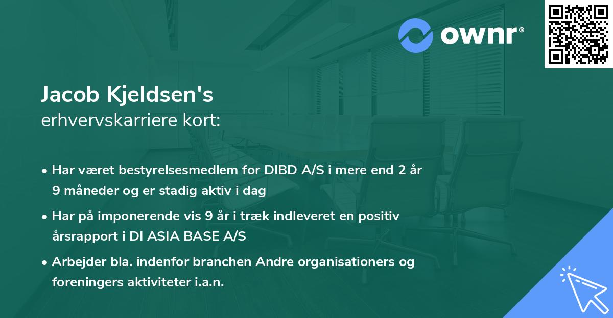 Jacob Kjeldsen's erhvervskarriere kort