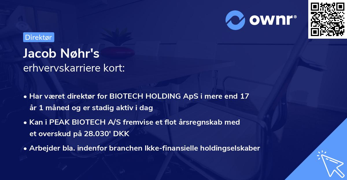 Jacob Nøhr's erhvervskarriere kort