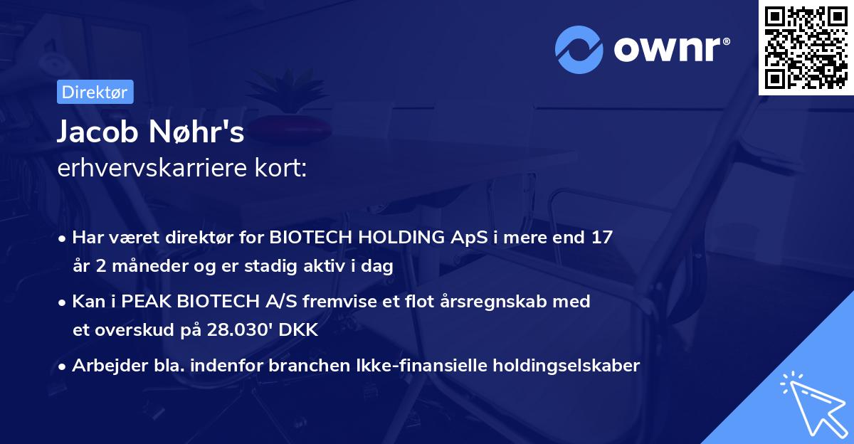 Jacob Nøhr's erhvervskarriere kort