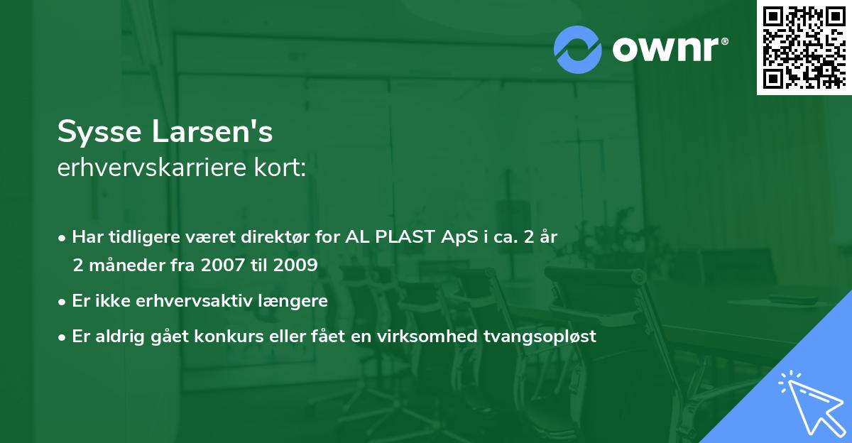 Sysse Larsen's erhvervskarriere kort