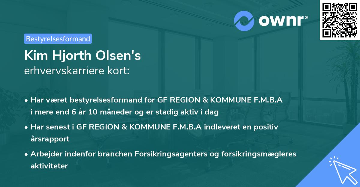 Kim Hjorth Olsen's erhvervskarriere kort