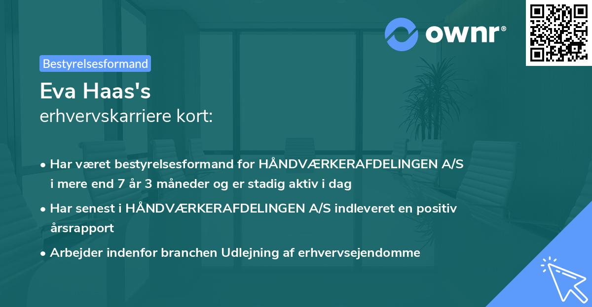 Eva Haas's erhvervskarriere kort