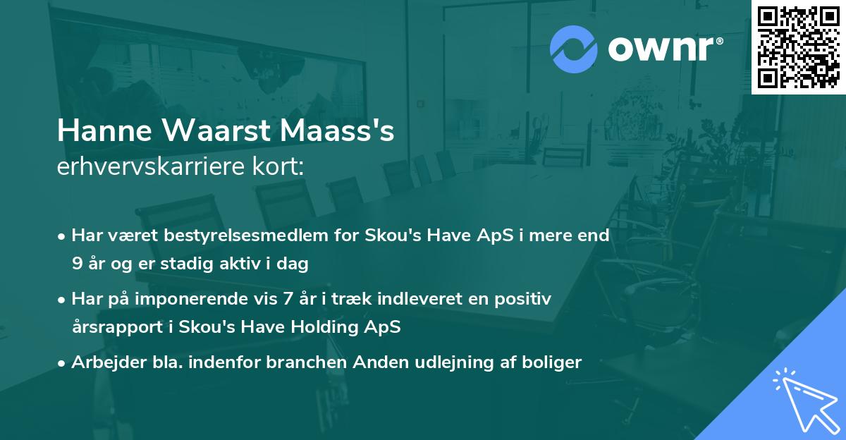 Hanne Waarst Maass's erhvervskarriere kort